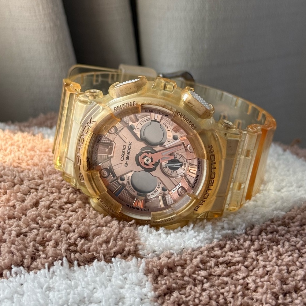 G Shock Casio GMA-S120 Skeleton Yellow Clear Transparent Watch Vintage